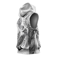 Aotearoa Moko Tribal Tattoo Sleeveless Hoodie New Zealand Maori Penguin and Fantail White Color LT03 - Polynesian Pride