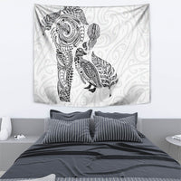 Aotearoa Moko Tribal Tattoo Tapestry New Zealand Maori Penguin and Fantail White Color LT03 - Polynesian Pride