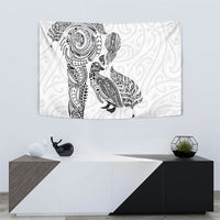 Aotearoa Moko Tribal Tattoo Tapestry New Zealand Maori Penguin and Fantail White Color LT03 - Polynesian Pride
