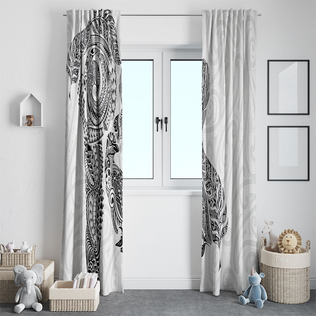 Aotearoa Moko Tribal Tattoo Window Curtain New Zealand Maori Penguin and Fantail White Color LT03 - Polynesian Pride