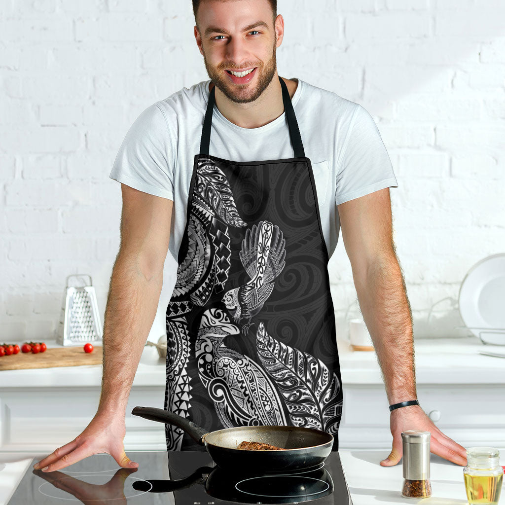 Aotearoa Moko Tribal Tattoo Apron New Zealand Maori Penguin and Fantail Black Color LT03 - Polynesian Pride