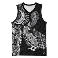 Aotearoa Moko Tribal Tattoo Basketball Jersey New Zealand Maori Penguin and Fantail Black Color LT03 Unisex Black - Polynesian Pride