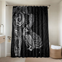 Aotearoa Moko Tribal Tattoo Bathroom Set New Zealand Maori Penguin and Fantail Black Color LT03 Shower Curtain Only Black - Polynesian Pride