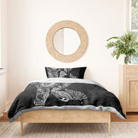 Aotearoa Moko Tribal Tattoo Bedding Set New Zealand Maori Penguin and Fantail Black Color LT03 - Polynesian Pride