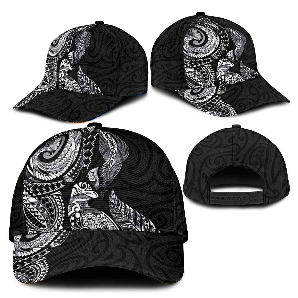 Aotearoa Moko Tribal Tattoo Classic Cap New Zealand Maori Penguin and Fantail Black Color LT03 - Polynesian Pride