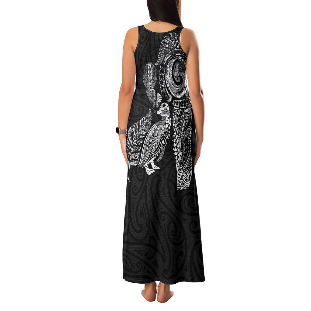 Aotearoa Moko Tribal Tattoo Family Matching Tank Maxi Dress and Hawaiian Shirt New Zealand Maori Penguin and Fantail Black Color LT03 - Polynesian Pride