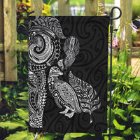 Aotearoa Moko Tribal Tattoo Garden Flag New Zealand Maori Penguin and Fantail Black Color LT03 Garden Flag Black - Polynesian Pride