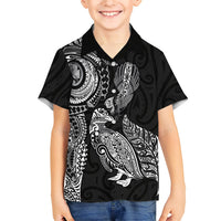 Aotearoa Moko Tribal Tattoo Hawaiian Shirt New Zealand Maori Penguin and Fantail Black Color LT03 - Polynesian Pride