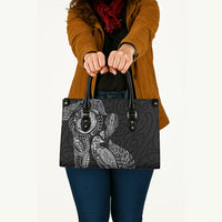 Aotearoa Moko Tribal Tattoo Leather Bag New Zealand Maori Penguin and Fantail Black Color LT03 - Polynesian Pride