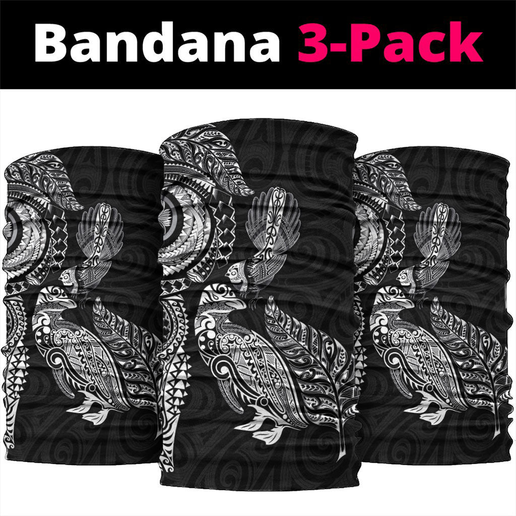 Aotearoa Moko Tribal Tattoo Neck Gaiter New Zealand Maori Penguin and Fantail Black Color LT03 package One Size: 25*50cm Black - Polynesian Pride