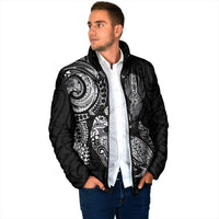 Aotearoa Moko Tribal Tattoo Padded Jacket New Zealand Maori Penguin and Fantail Black Color LT03 - Polynesian Pride