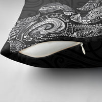 Aotearoa Moko Tribal Tattoo Pillow Cover New Zealand Maori Penguin and Fantail Black Color LT03 - Polynesian Pride