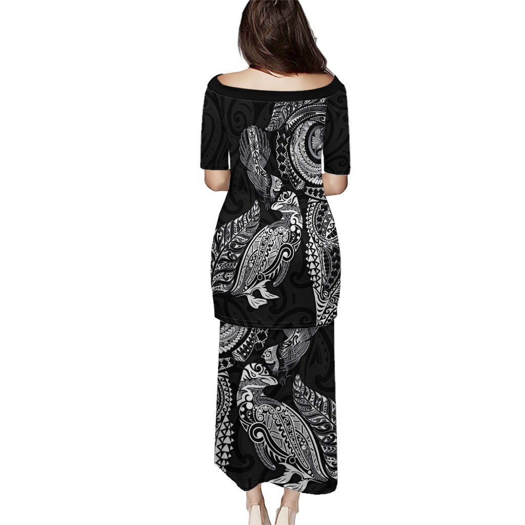 Aotearoa Moko Tribal Tattoo Puletasi New Zealand Maori Penguin and Fantail Black Color LT03 - Polynesian Pride