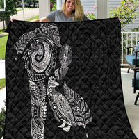 Aotearoa Moko Tribal Tattoo Quilt New Zealand Maori Penguin and Fantail Black Color LT03 Black - Polynesian Pride