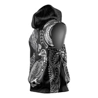 Aotearoa Moko Tribal Tattoo Sleeveless Hoodie New Zealand Maori Penguin and Fantail Black Color LT03 - Polynesian Pride