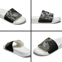 Aotearoa Moko Tribal Tattoo Slide Sandals New Zealand Maori Penguin and Fantail Black Color LT03 - Polynesian Pride