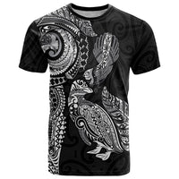 Aotearoa Moko Tribal Tattoo T Shirt New Zealand Maori Penguin and Fantail Black Color LT03 Black - Polynesian Pride