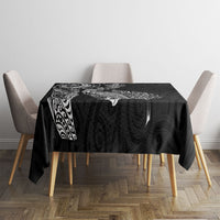 Aotearoa Moko Tribal Tattoo Tablecloth New Zealand Maori Penguin and Fantail Black Color LT03 - Polynesian Pride