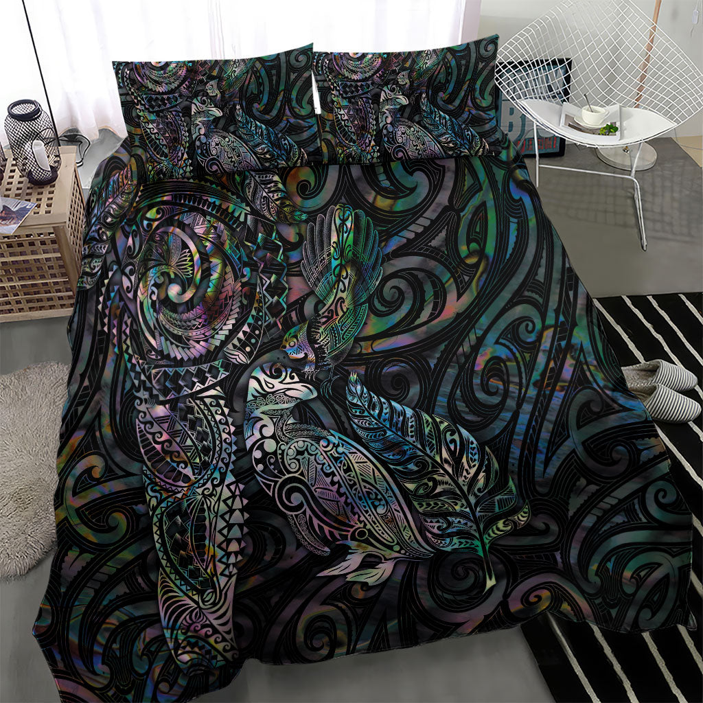 Aotearoa Moko Tribal Tattoo Bedding Set New Zealand Maori Penguin and Fantail Paua Shell Style LT03 - Polynesian Pride