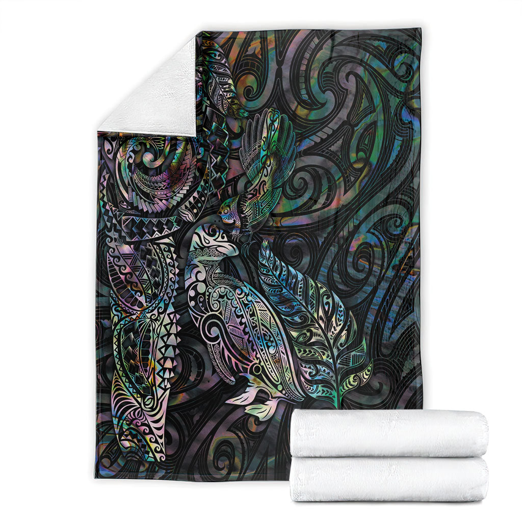 Aotearoa Moko Tribal Tattoo Blanket New Zealand Maori Penguin and Fantail Paua Shell Style LT03 - Polynesian Pride