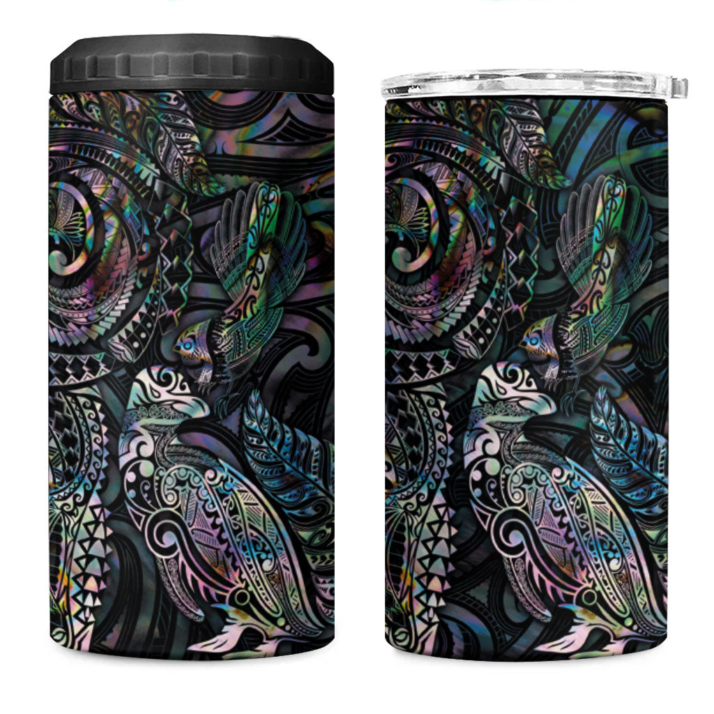 Aotearoa Moko Tribal Tattoo 4 in 1 Can Cooler Tumbler New Zealand Maori Penguin and Fantail Paua Shell Style LT03 One Size: 16 oz Multicolor - Polynesian Pride