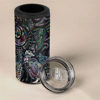 Aotearoa Moko Tribal Tattoo 4 in 1 Can Cooler Tumbler New Zealand Maori Penguin and Fantail Paua Shell Style LT03 - Polynesian Pride