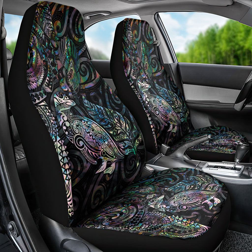 Aotearoa Moko Tribal Tattoo Car Seat Cover New Zealand Maori Penguin and Fantail Paua Shell Style LT03 - Polynesian Pride