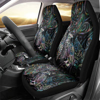 Aotearoa Moko Tribal Tattoo Car Seat Cover New Zealand Maori Penguin and Fantail Paua Shell Style LT03 - Polynesian Pride