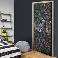 Aotearoa Moko Tribal Tattoo Door Cover New Zealand Maori Penguin and Fantail Paua Shell Style LT03 - Polynesian Pride