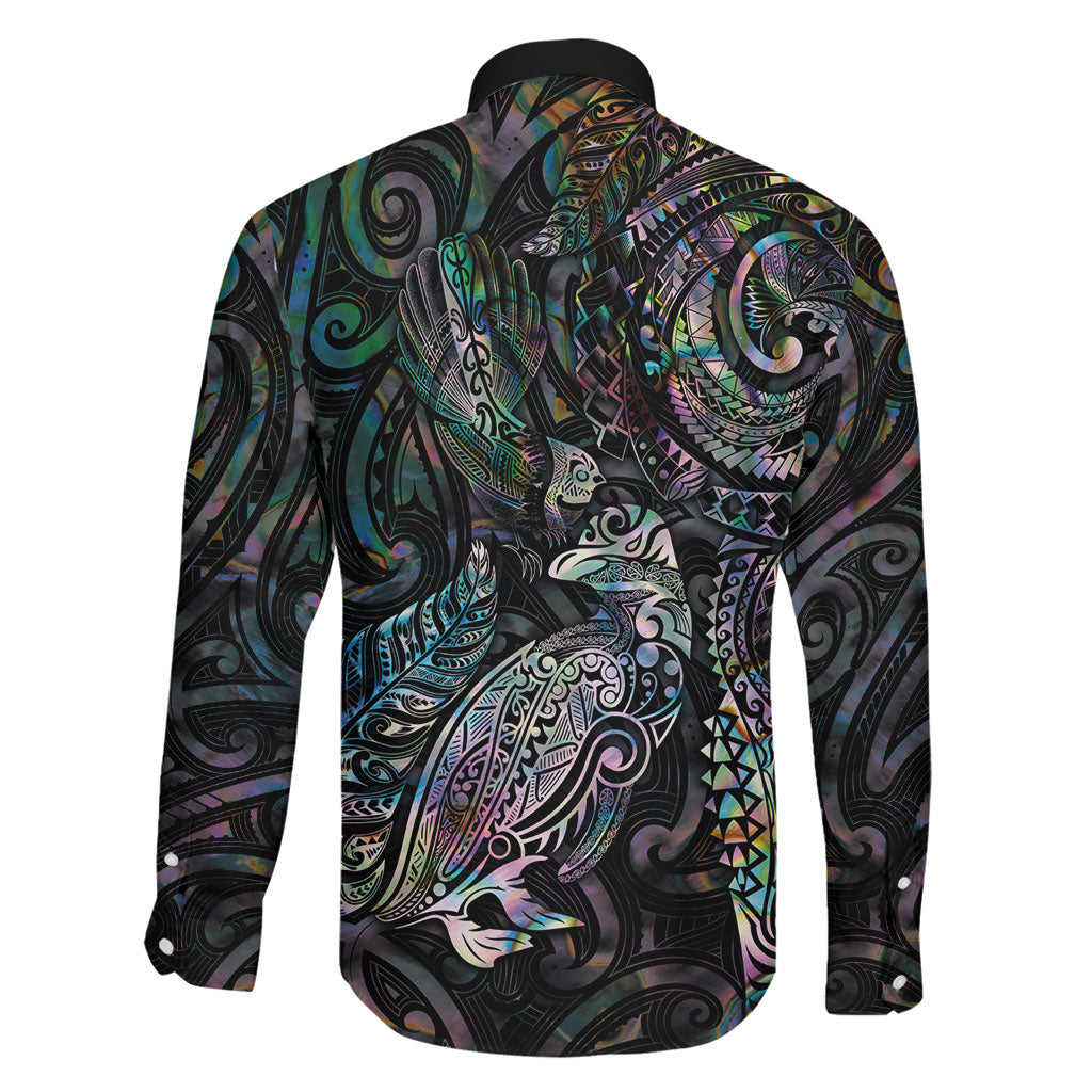 Aotearoa Moko Tribal Tattoo Family Matching Mermaid Dress and Hawaiian Shirt New Zealand Maori Penguin and Fantail Paua Shell Style LT03 - Polynesian Pride