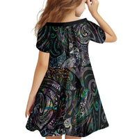 Aotearoa Moko Tribal Tattoo Family Matching Off Shoulder Maxi Dress and Hawaiian Shirt New Zealand Maori Penguin and Fantail Paua Shell Style LT03 - Polynesian Pride