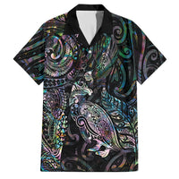 Aotearoa Moko Tribal Tattoo Family Matching Off Shoulder Maxi Dress and Hawaiian Shirt New Zealand Maori Penguin and Fantail Paua Shell Style LT03 Dad's Shirt - Short Sleeve Multicolor - Polynesian Pride