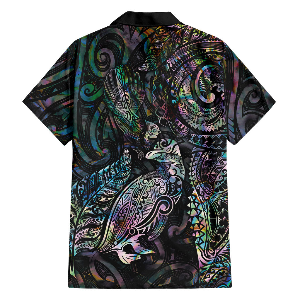 Aotearoa Moko Tribal Tattoo Family Matching Tank Maxi Dress and Hawaiian Shirt New Zealand Maori Penguin and Fantail Paua Shell Style LT03 - Polynesian Pride