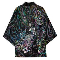 Aotearoa Moko Tribal Tattoo Kimono New Zealand Maori Penguin and Fantail Paua Shell Style LT03 - Polynesian Pride
