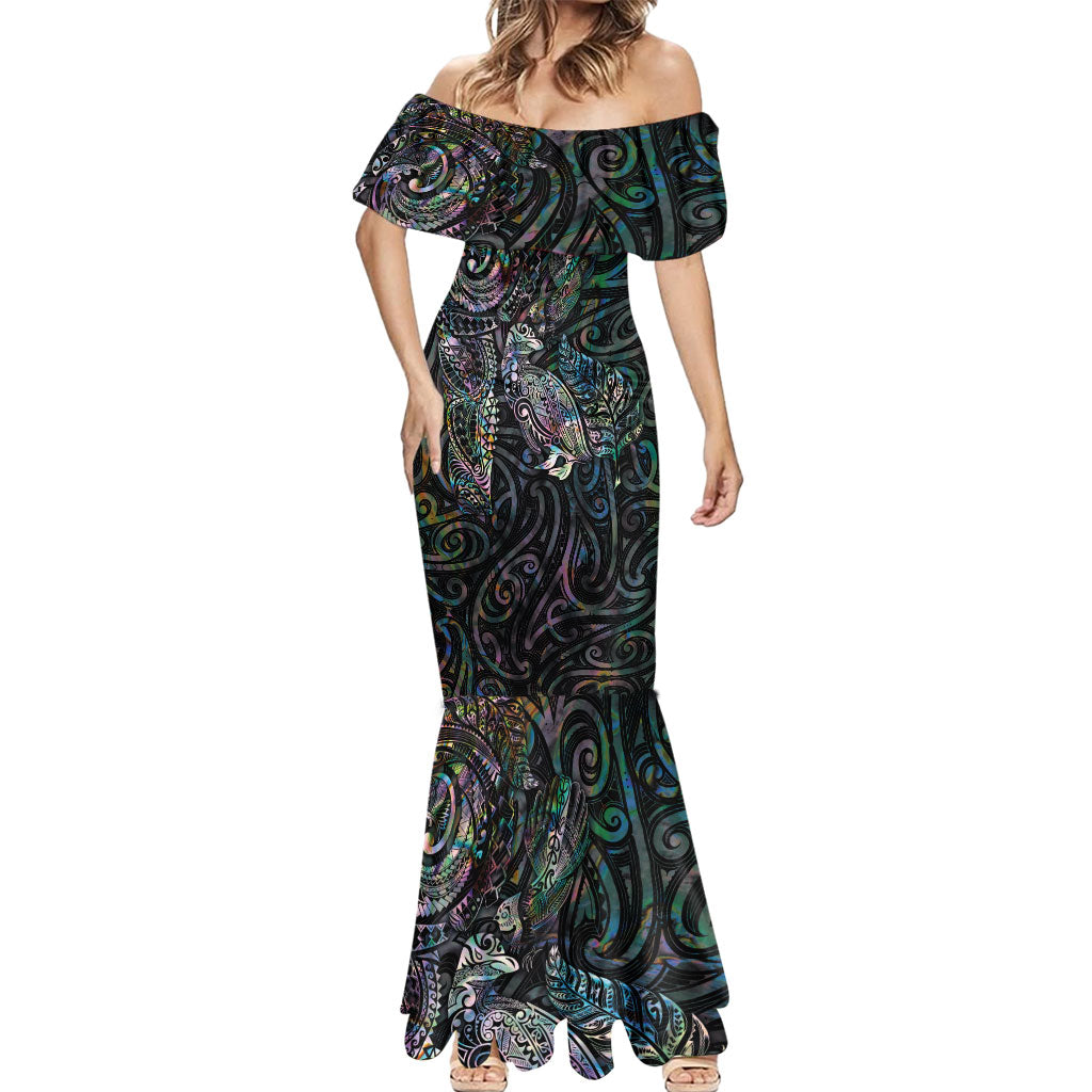 Aotearoa Moko Tribal Tattoo Mermaid Dress New Zealand Maori Penguin and Fantail Paua Shell Style LT03 - Polynesian Pride