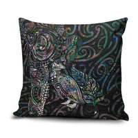 Aotearoa Moko Tribal Tattoo Pillow Cover New Zealand Maori Penguin and Fantail Paua Shell Style LT03 Multicolor - Polynesian Pride