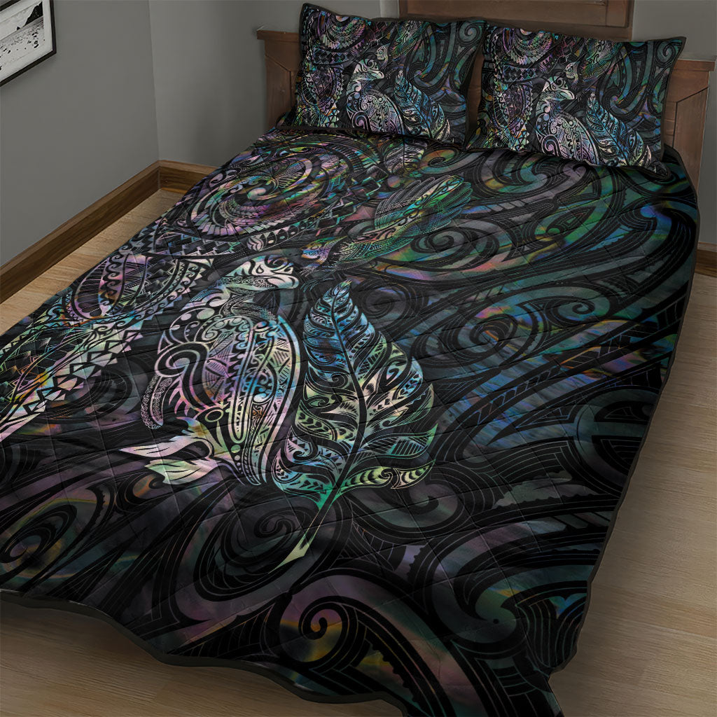 Aotearoa Moko Tribal Tattoo Quilt Bed Set New Zealand Maori Penguin and Fantail Paua Shell Style LT03 - Polynesian Pride