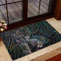 Aotearoa Moko Tribal Tattoo Rubber Doormat New Zealand Maori Penguin and Fantail Paua Shell Style LT03 - Polynesian Pride
