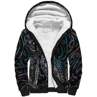 Aotearoa Moko Tribal Tattoo Sherpa Hoodie New Zealand Maori Penguin and Fantail Paua Shell Style LT03 Unisex Multicolor - Polynesian Pride