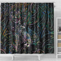 Aotearoa Moko Tribal Tattoo Shower Curtain New Zealand Maori Penguin and Fantail Paua Shell Style LT03 - Polynesian Pride