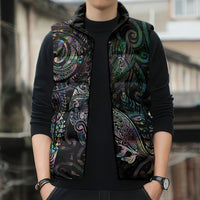 Aotearoa Moko Tribal Tattoo Sleeveless Puffer Jacket New Zealand Maori Penguin and Fantail Paua Shell Style LT03 - Polynesian Pride