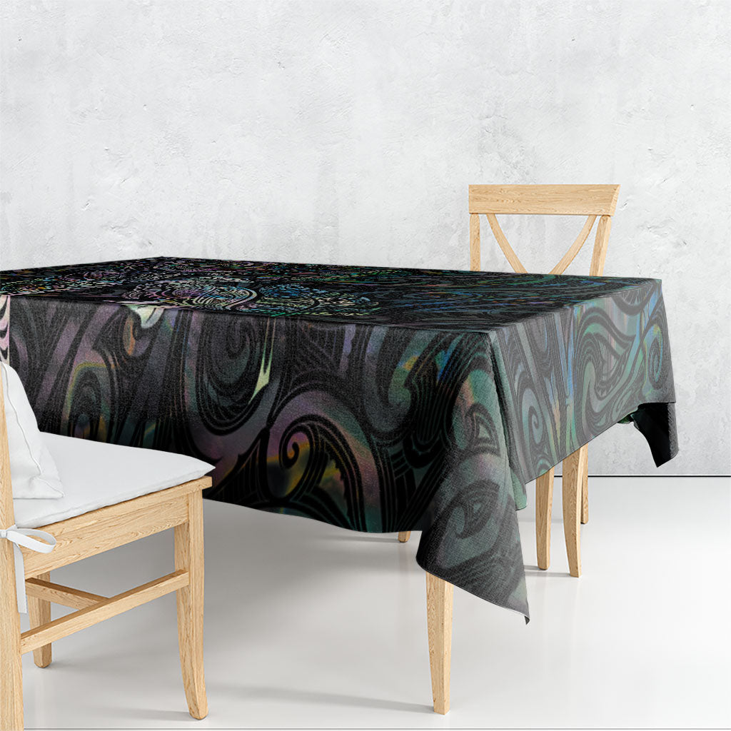 Aotearoa Moko Tribal Tattoo Tablecloth New Zealand Maori Penguin and Fantail Paua Shell Style LT03 - Polynesian Pride