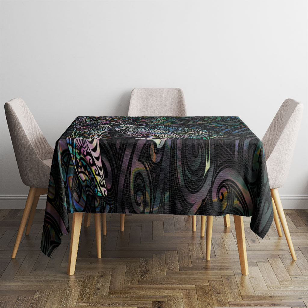 Aotearoa Moko Tribal Tattoo Tablecloth New Zealand Maori Penguin and Fantail Paua Shell Style LT03 - Polynesian Pride