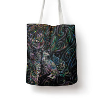 Aotearoa Moko Tribal Tattoo Tote Bag New Zealand Maori Penguin and Fantail Paua Shell Style LT03 - Polynesian Pride