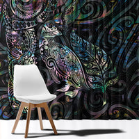 Aotearoa Moko Tribal Tattoo Window Curtain New Zealand Maori Penguin and Fantail Paua Shell Style LT03 - Polynesian Pride
