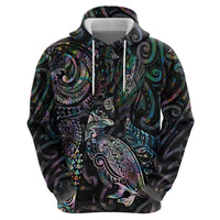 Aotearoa Moko Tribal Tattoo Zip Hoodie New Zealand Maori Penguin and Fantail Paua Shell Style LT03 - Polynesian Pride