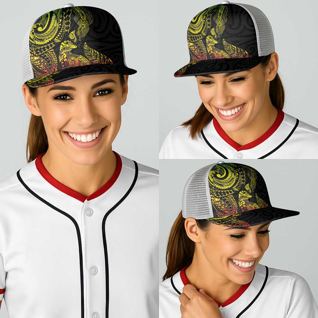 Aotearoa Moko Tribal Tattoo Baseball Net Cap New Zealand Maori Penguin and Fantail Reggae Style LT03 - Polynesian Pride