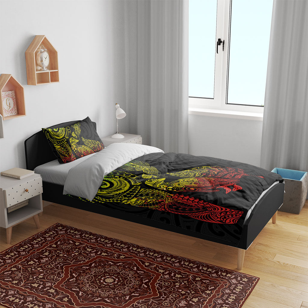 Aotearoa Moko Tribal Tattoo Bedding Set New Zealand Maori Penguin and Fantail Reggae Style LT03 - Polynesian Pride