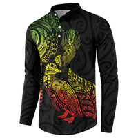 Aotearoa Moko Tribal Tattoo Button Sweatshirt New Zealand Maori Penguin and Fantail Reggae Style LT03 - Polynesian Pride