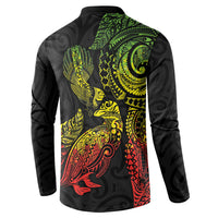 Aotearoa Moko Tribal Tattoo Button Sweatshirt New Zealand Maori Penguin and Fantail Reggae Style LT03 - Polynesian Pride